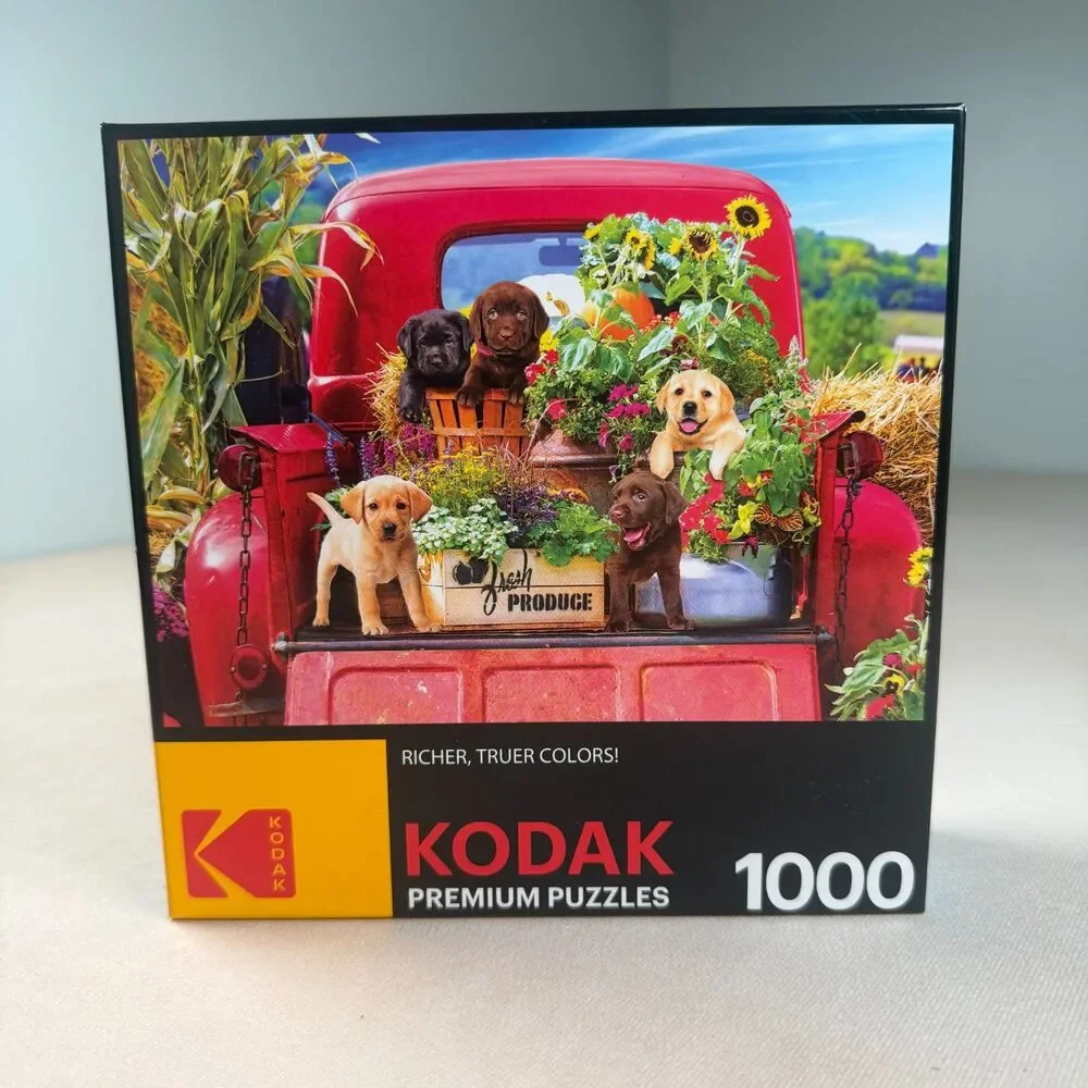 Kodak Premium Stowaways 1000 Piece Puzzle Puppies Red Truck NEW SEALED 8700